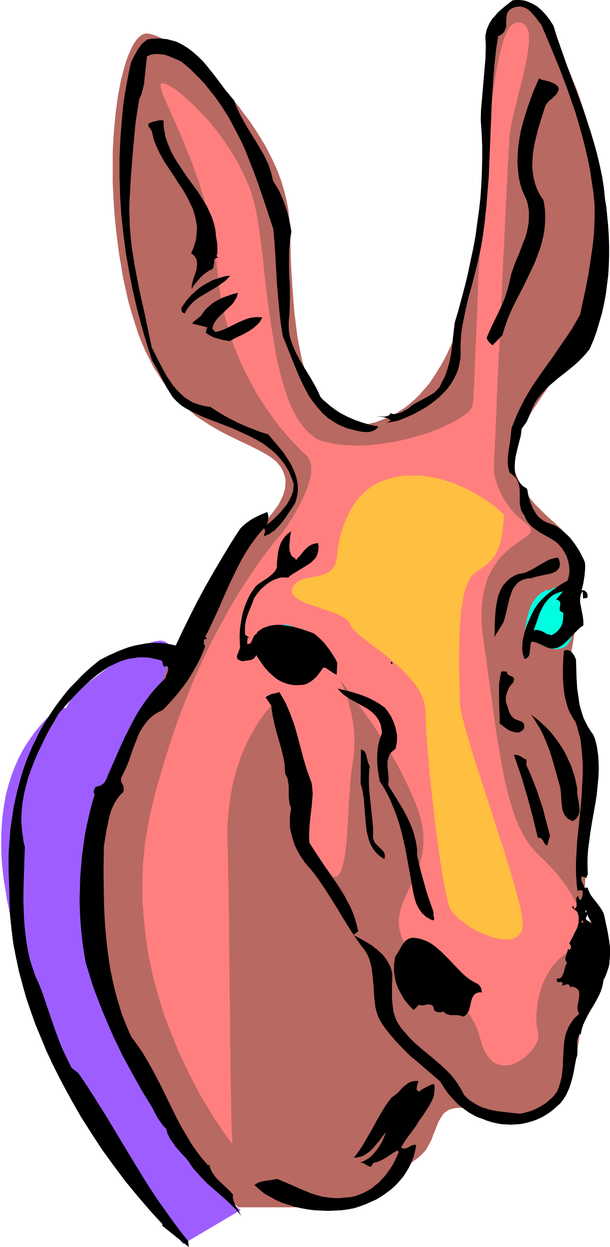 Kangaroo Clipart with Purple and Orange Head - Vibrant and Fun