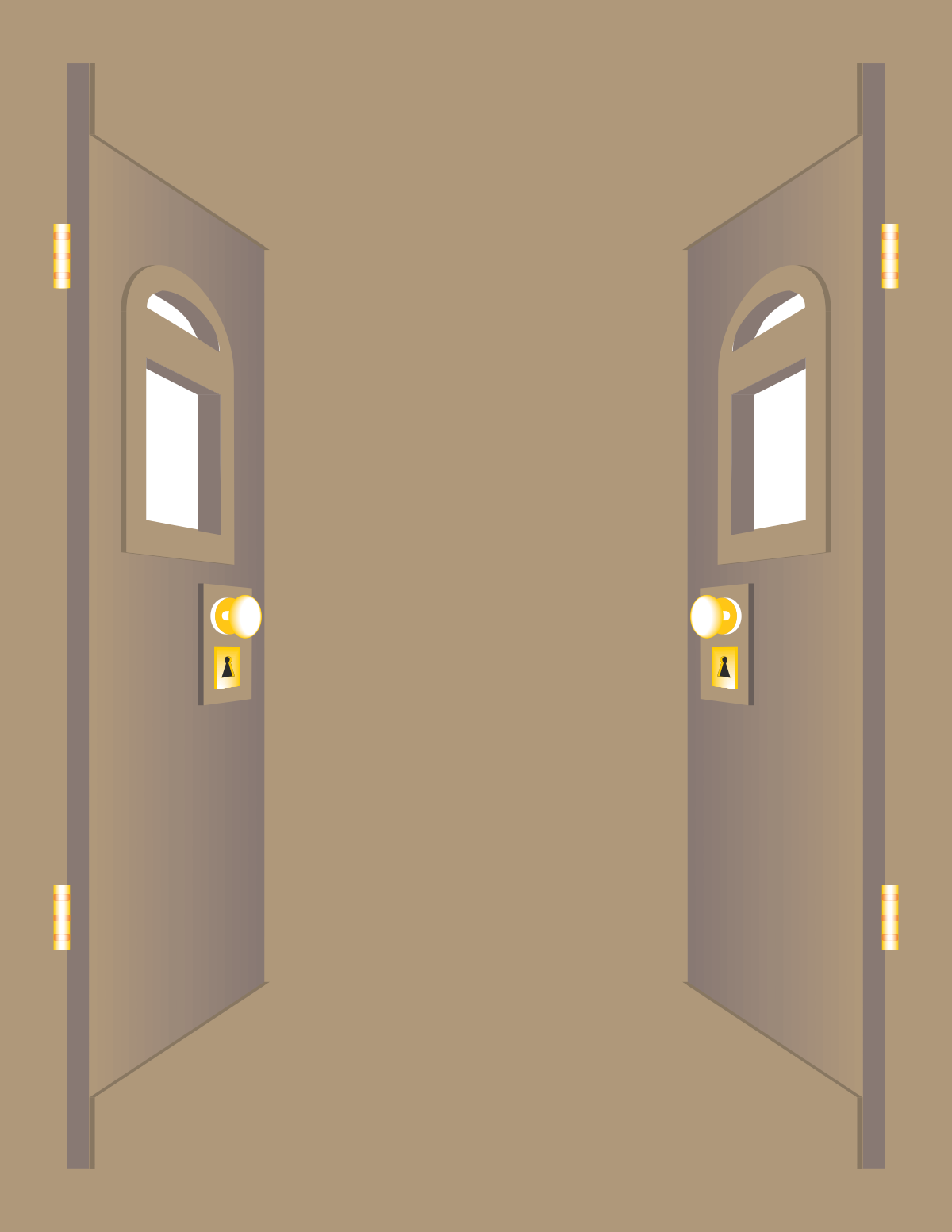Borders and Frames Clipart: Decorative Door with Lock and Key