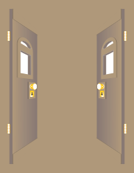Borders and Frames Clipart: Decorative Door with Lock and Key