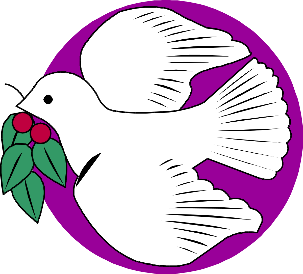 White Dove with Holly Branch Clipart for Peaceful Themes
