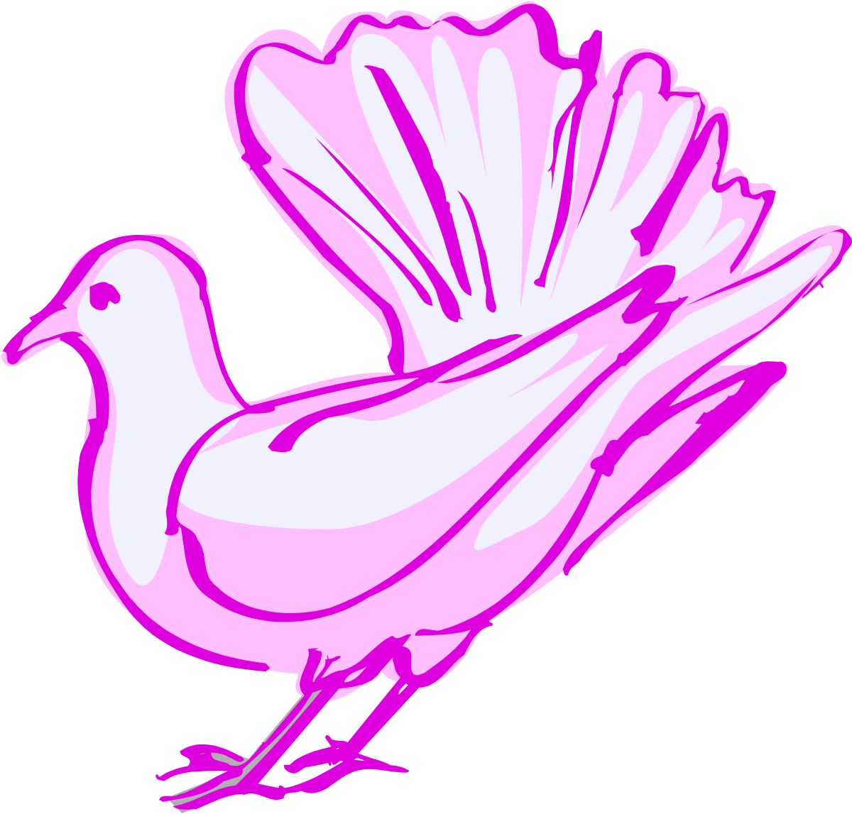 Pink Bird with White Wing Clipart - Vibrant Nature Illustration