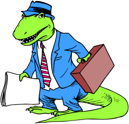Dinosaur in a Suit and Tie: Cartoon Clipart with Briefcase
