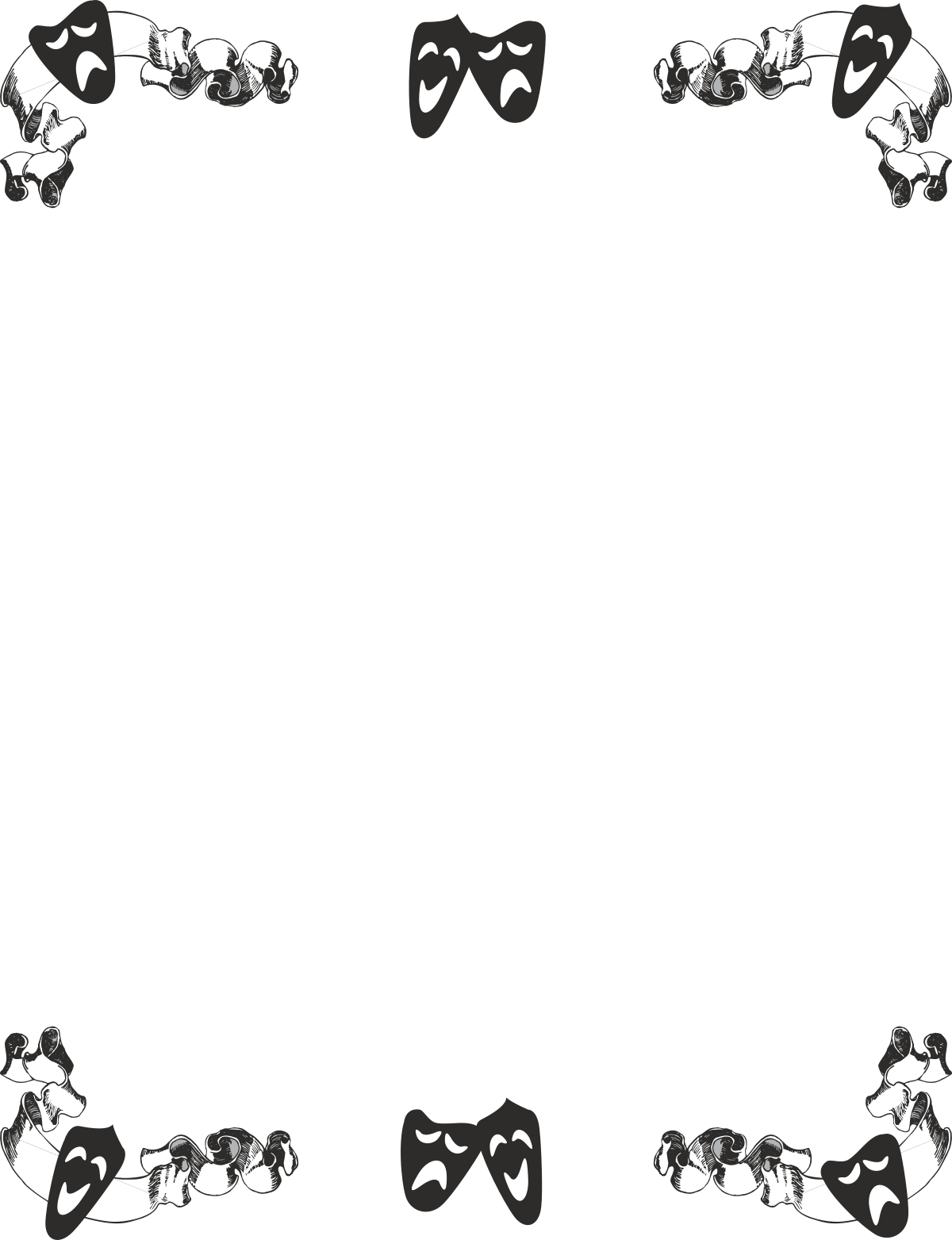 Black and White Cat Borders Clipart for Leisure and Drama Themes