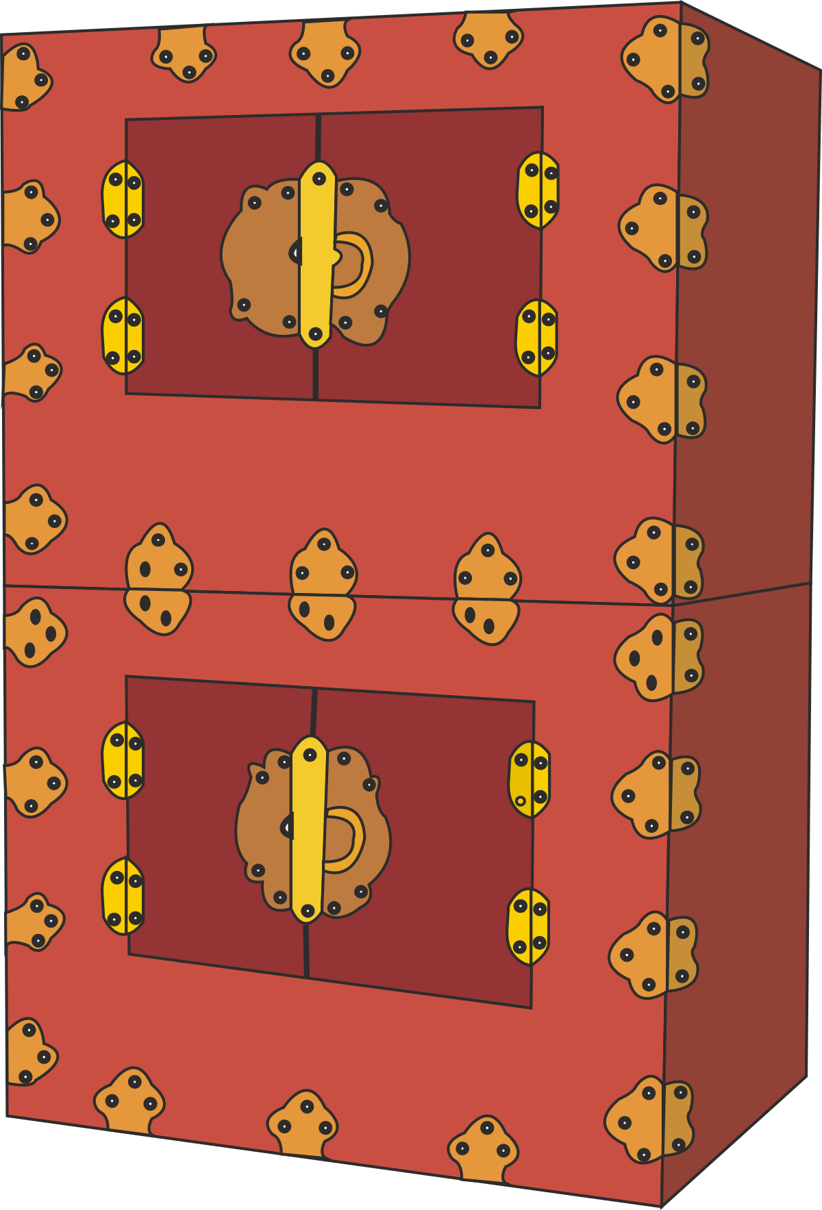 Red Box with Yellow Handle and Brown Handles - Ideal Clipart for Various Uses