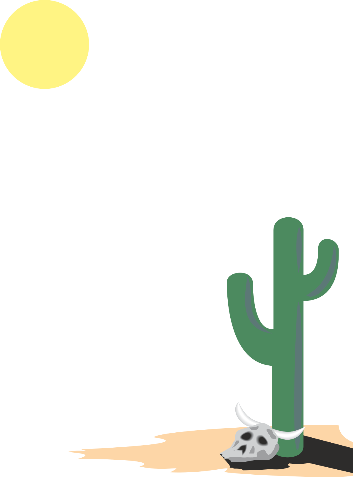 Borders and Plants: Cactus and Skull Desert Clipart