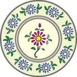 Flower Design Plate Clipart - Elegant Floral Tableware Illustration