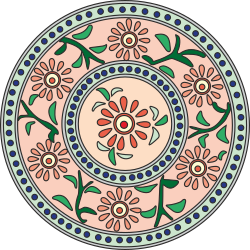 Floral Circular Design Clipart  Vibrant Flowers and Leaves