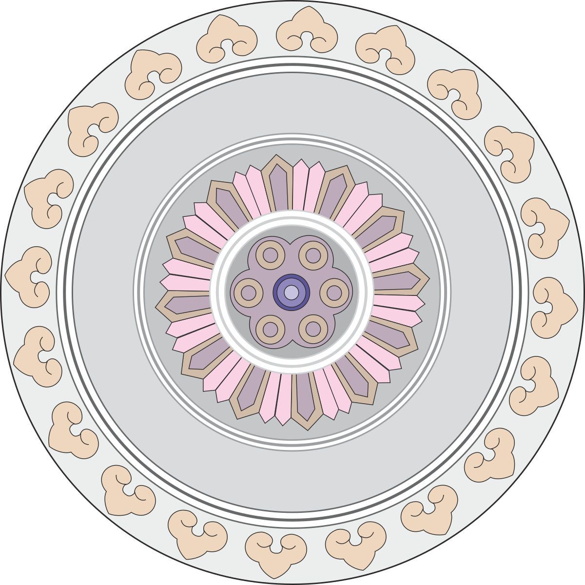 Circular Plate with Flower Center - Elegant Clipart Design