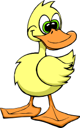 Cartoon Duck Clipart with Vibrant Green Eyes