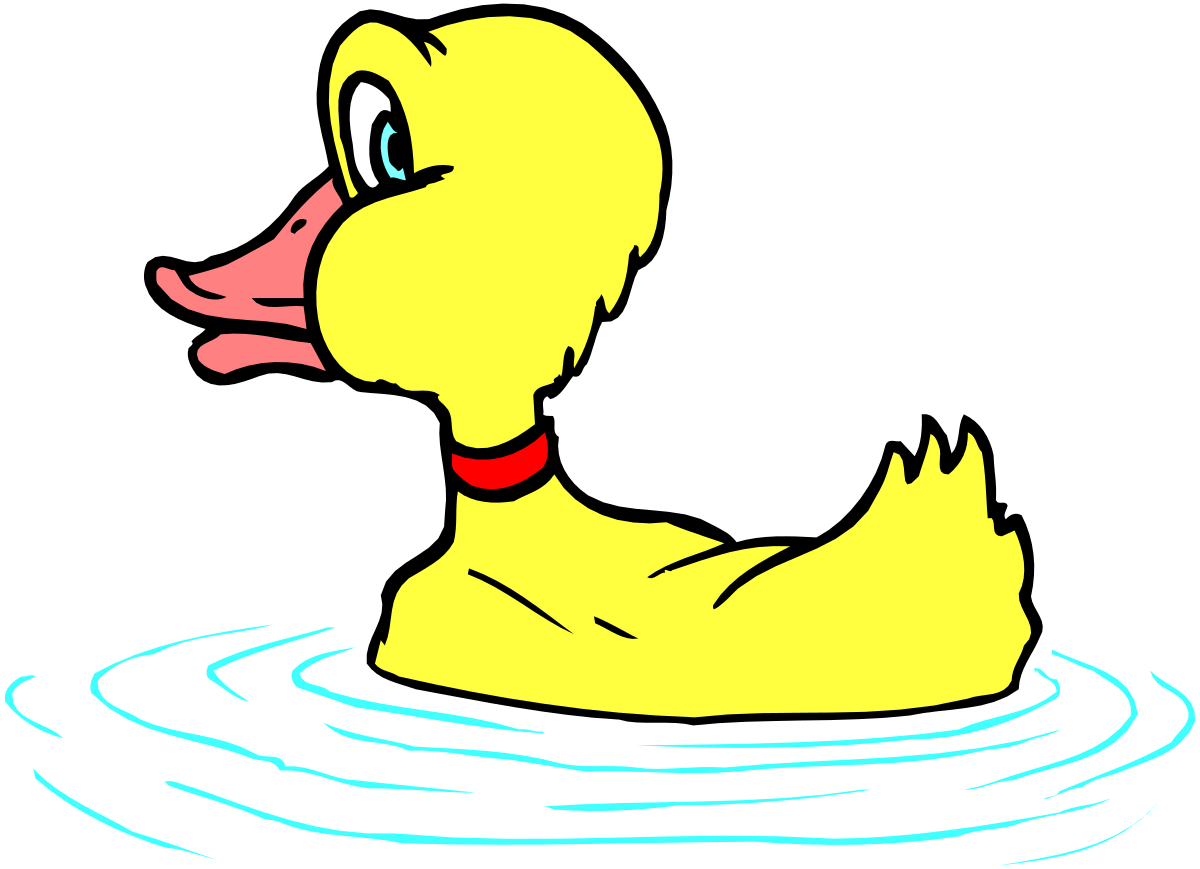 Yellow Duck Floating in a Tranquil Pond Clipart