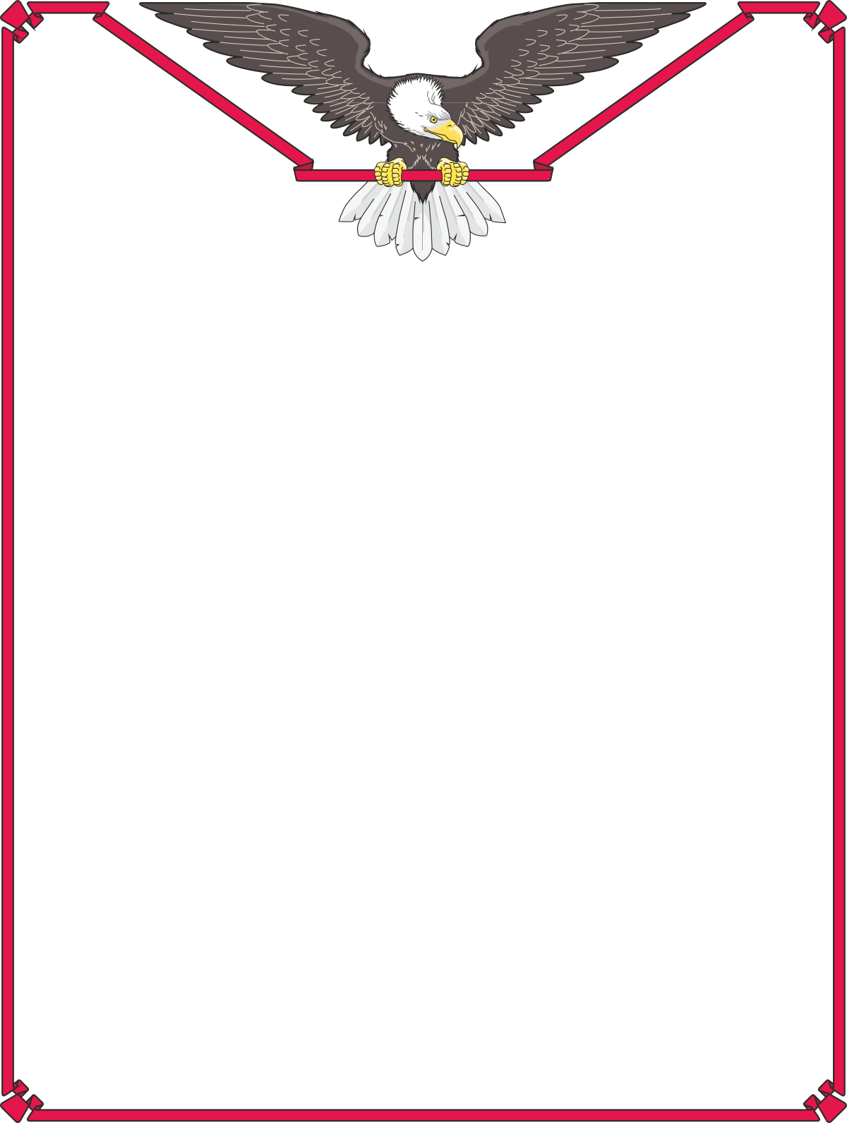 Black and White Eagle Clipart with Red Frame - Striking Visuals