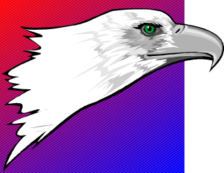 Bald Eagle Head Clipart with Red and Blue Background