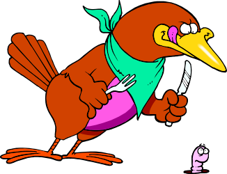 Cartoon Bird with Knife - Fun and Quirky Clipart