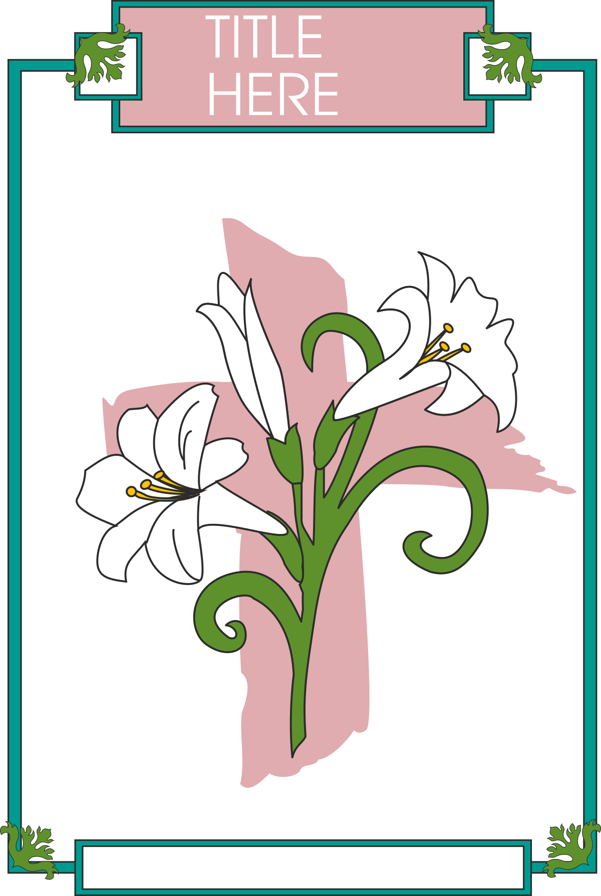 a white flower with green leaves and a pink background clip art png transparent Easter Holiday Borders with White Flowers and Green Leaves Clipart