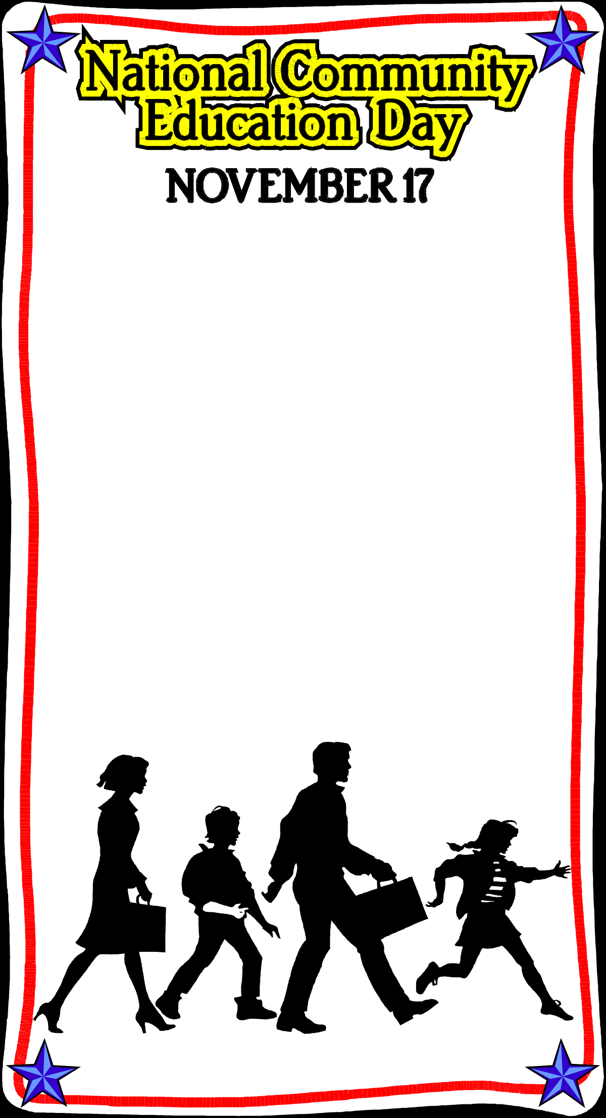 a black and white image of a family silhouetted against a white background clip art png transparent Black and White Family Silhouette Clipart for Holiday Borders