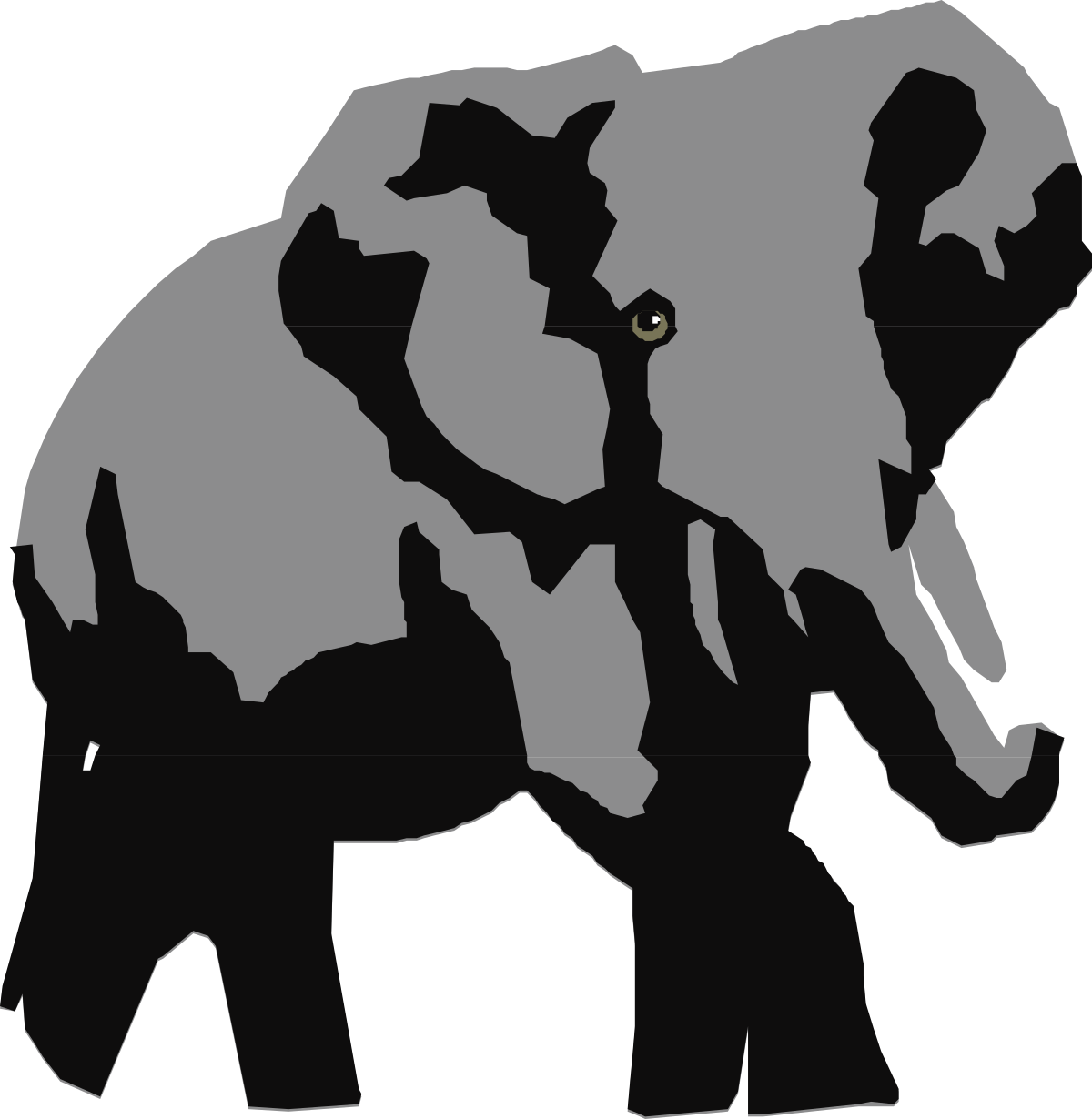 Elegant Black and White Elephant Silhouette Clipart