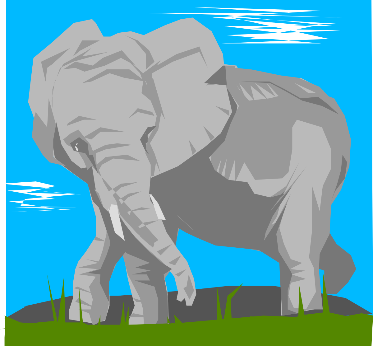 Elephant on a Hill with Blue Sky Clipart