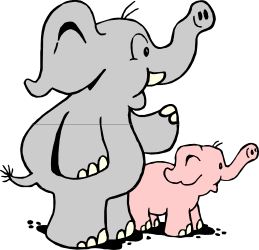 Elephant and Pig Standing Together Clipart: Playful Animal Companions