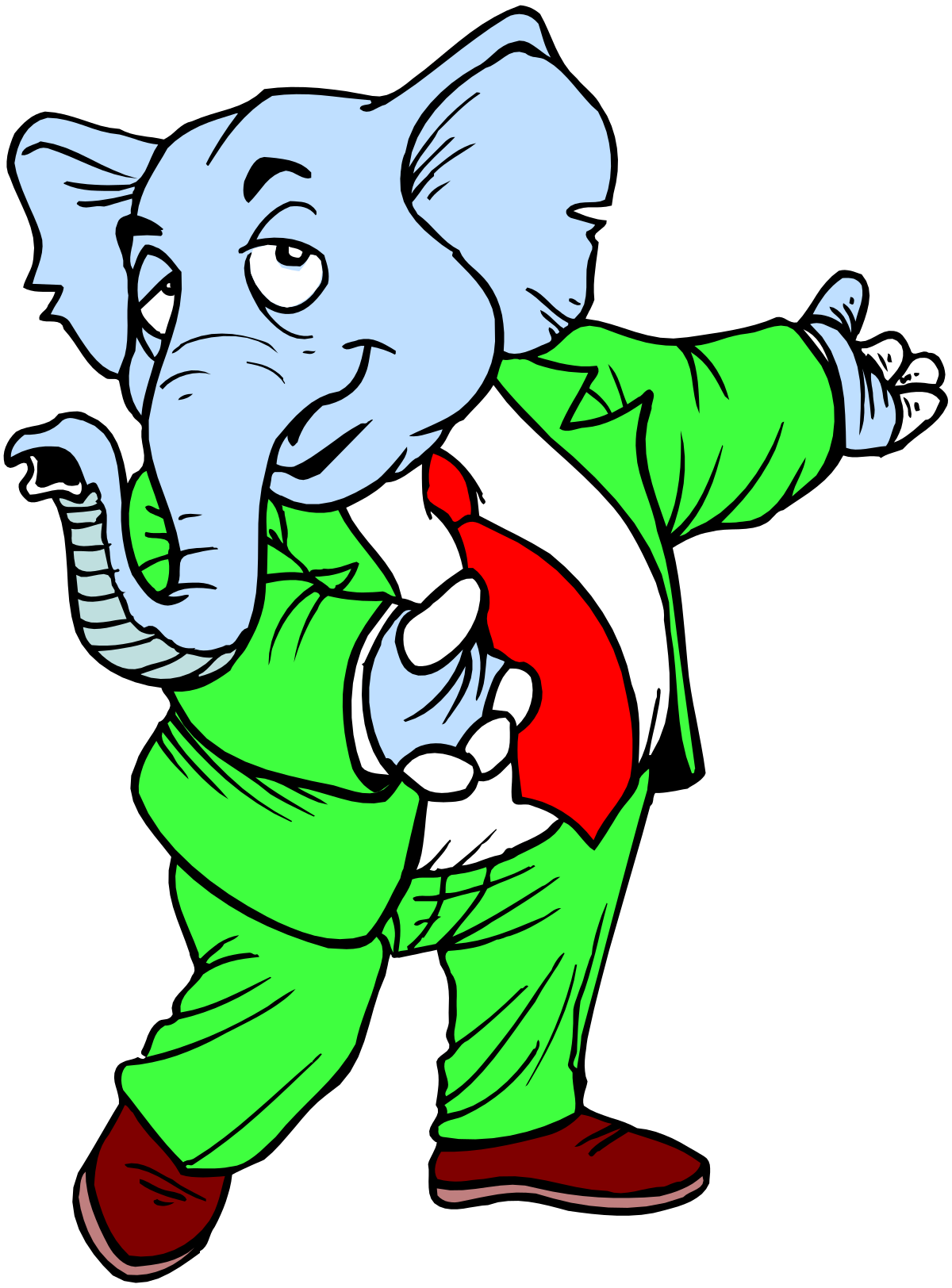 Elephant in a Suit and Tie Holding a Cell Phone Clipart