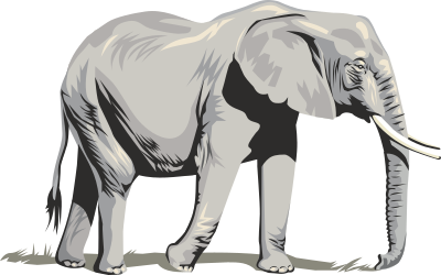 Elephant with Long Trunk and Tusks Clipart for Creative Projects