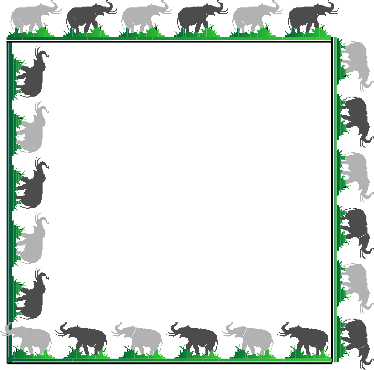 Elephants Framed in Green Borders - Delightful Clipart for Creative Projects