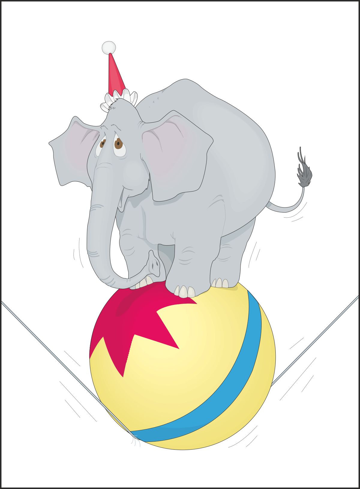 Elephant Riding a Ball with Star Clipart