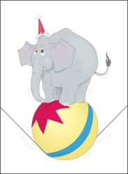 Elephant Riding a Ball with Star Clipart