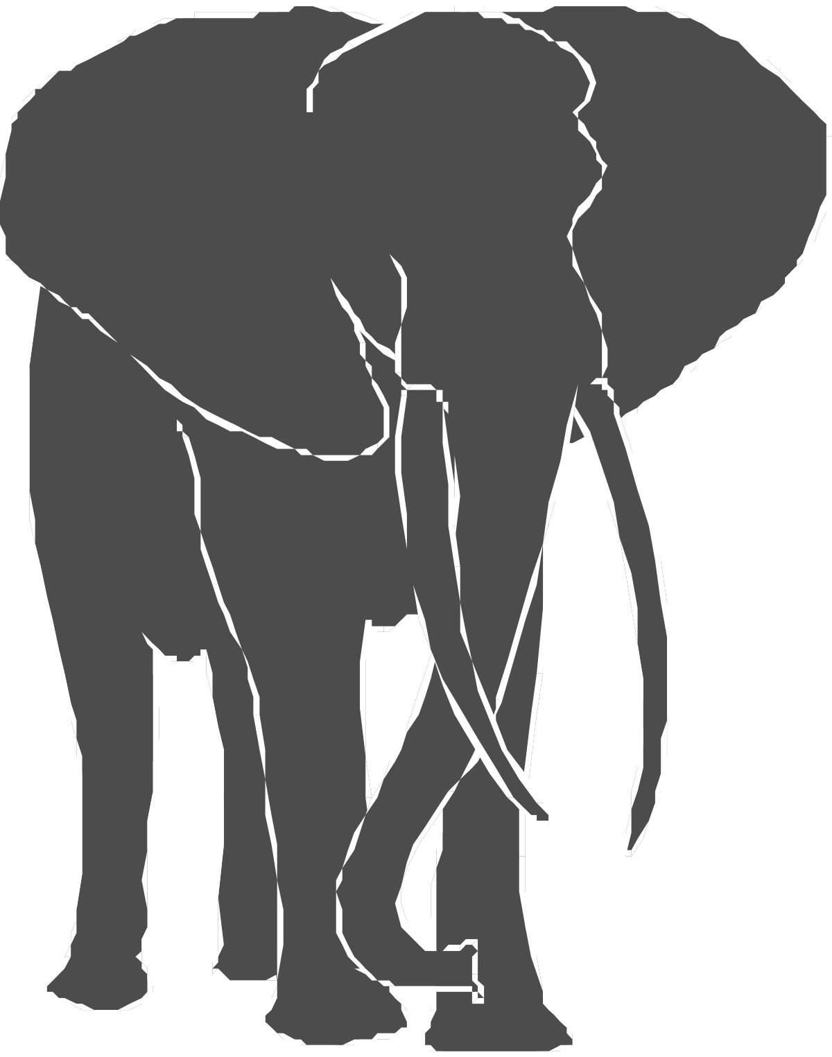 Elephant Silhouette on Black Background - Stunning Clipart