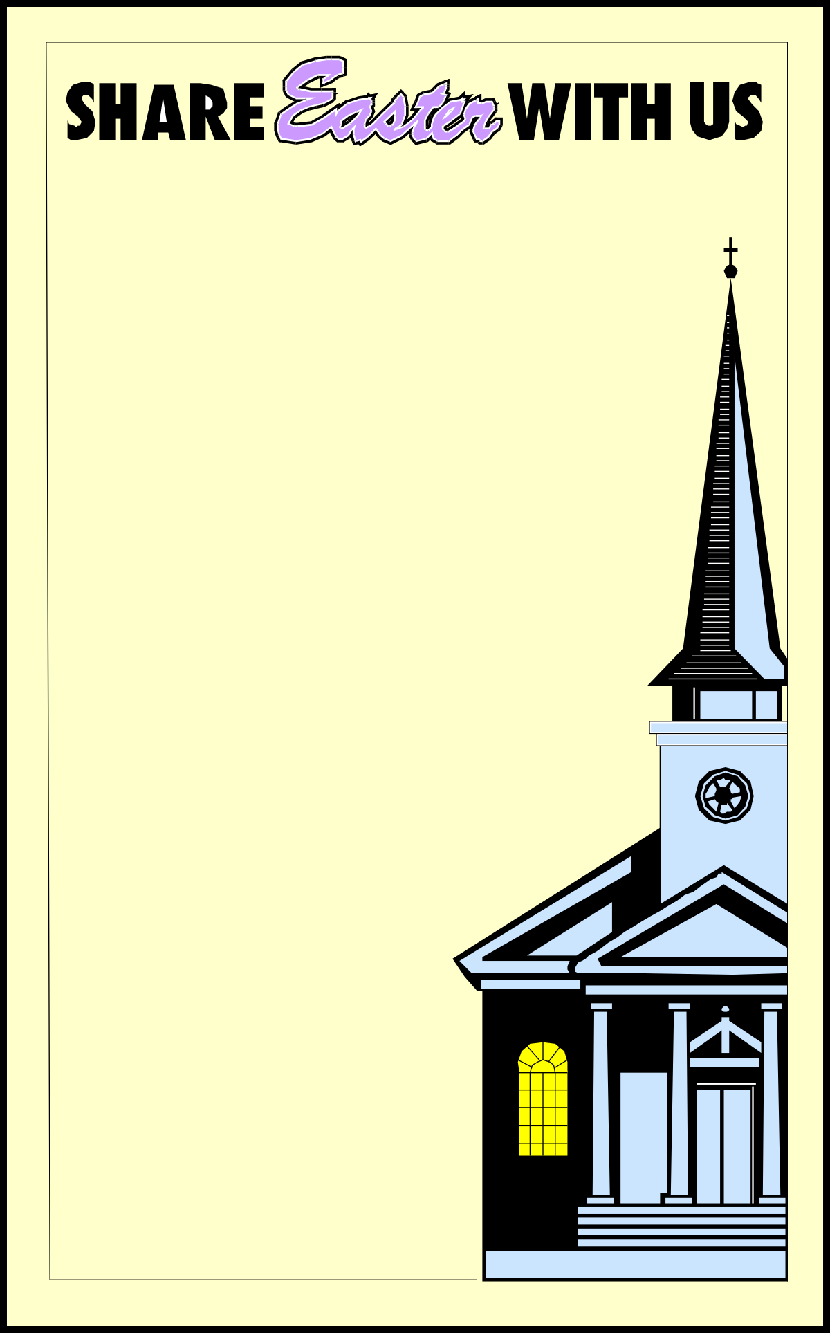 Borders and Holiday-Themed Church Clipart with Steeple