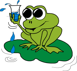 Frog Holding a Blue Flower Clipart: Charming Nature Illustration