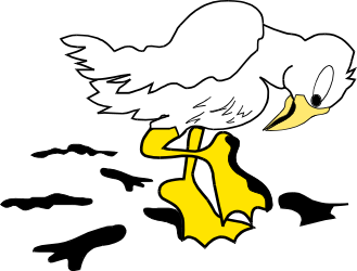 White Bird with Yellow Feet on Black Background Clipart
