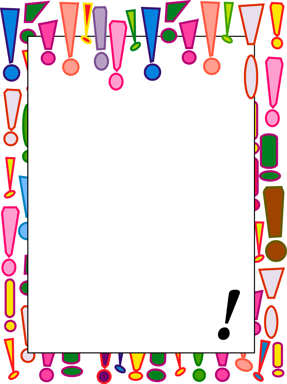 Colorful Shapes Surrounding White Paper Clipart - Creative Borders and Miscellaneous Designs