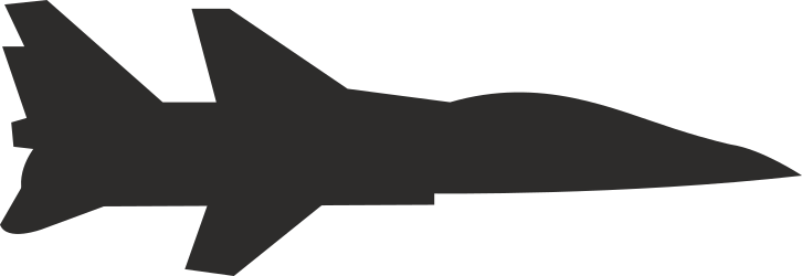 Fighter Jet Silhouette - Black and White Clipart for Creative Projects