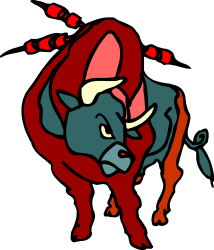 Bull Clipart with Red and Blue Tail: Perfect for Bold Themes