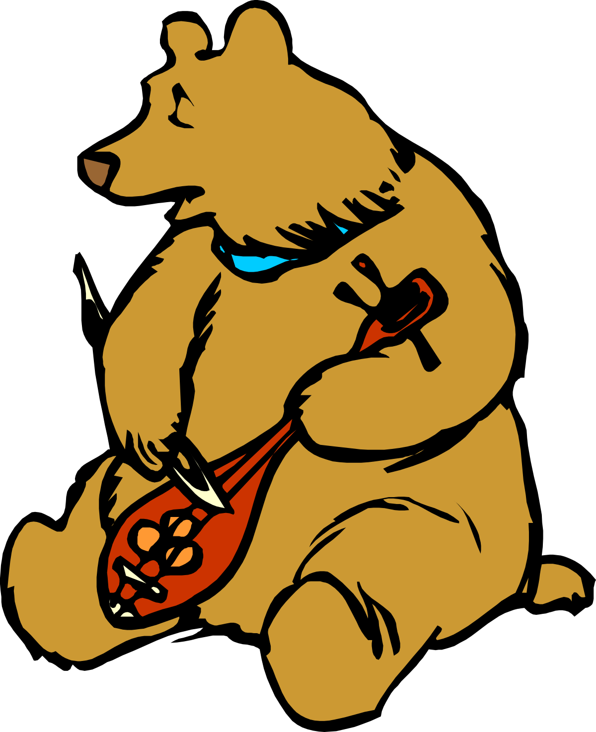 Brown Bear with Guitar Clipart - Playful Wildlife Art for Creative Projects