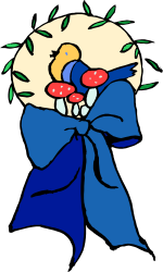 Blue Bow with Flower Clipart - Elegant and Delightful Design