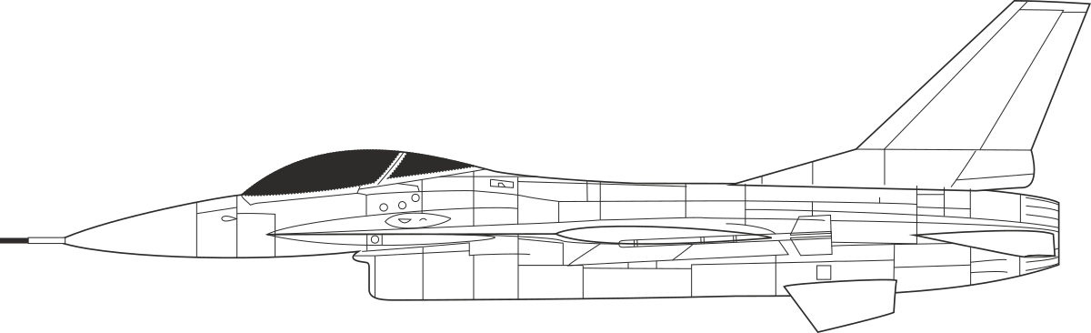 Fighter Jet Clipart - Striking Black and White Outline Design