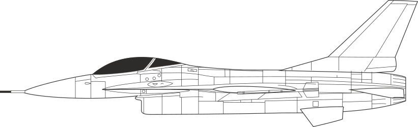 Fighter Jet Clipart - Striking Black and White Outline Design