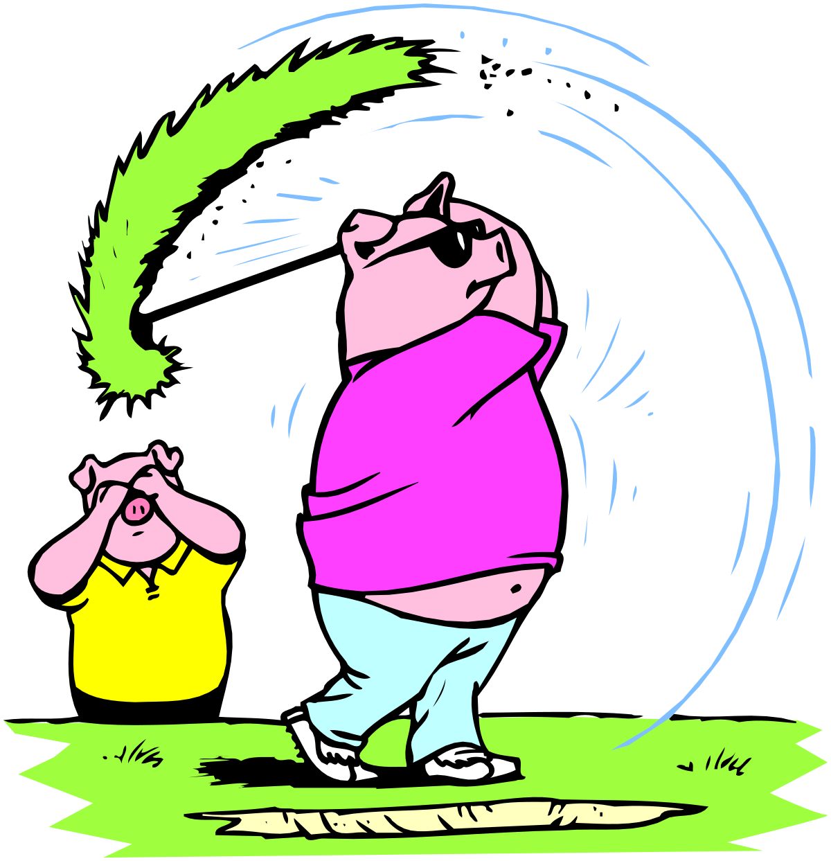 Cartoon Character with Green Hair and Pink Shirt Clipart