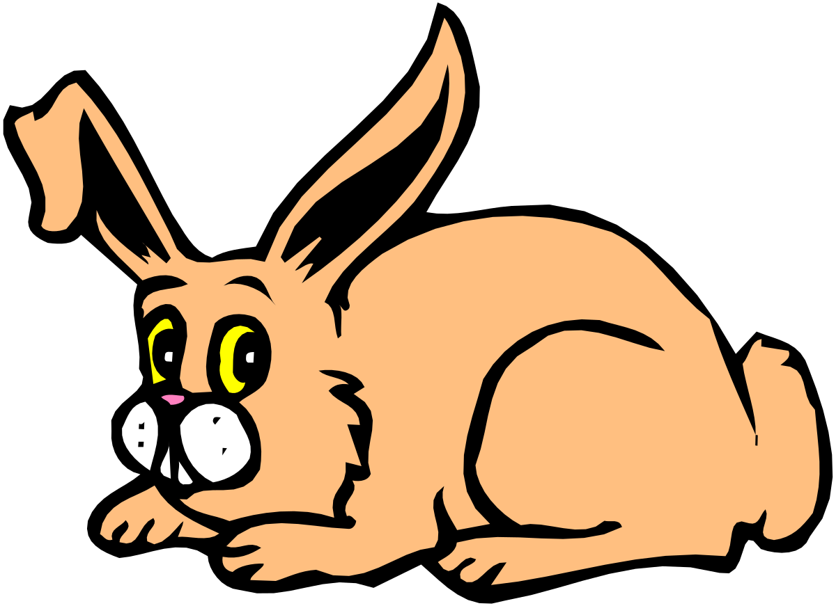 Rabbit with Yellow Nose on Black Background - Vibrant Clipart for Creative Projects
