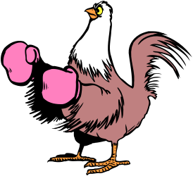 Rooster with Pink Ball in Beak - Playful Clipart for Fun Designs