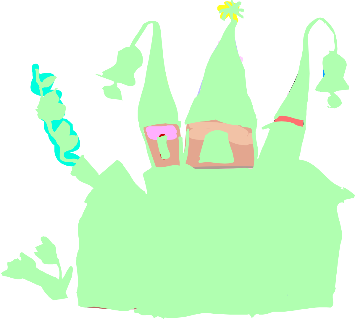 Castle with Birds Clipart - Enchanting Scene for Your Creative Projects