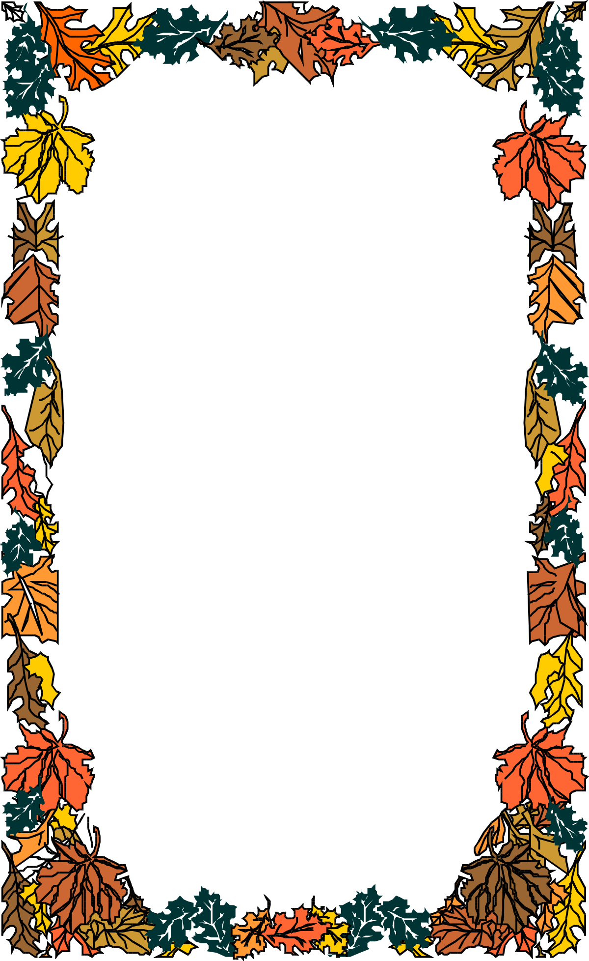 Colorful Autumn Leaves Border Clipart on Black Background