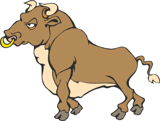 Brown Bull with Yellow Ball Clipart - Playful Farm Animal Illustration