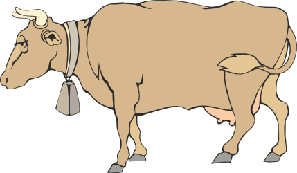 Brown Cow with White Collar on Black Background - Unique Clipart