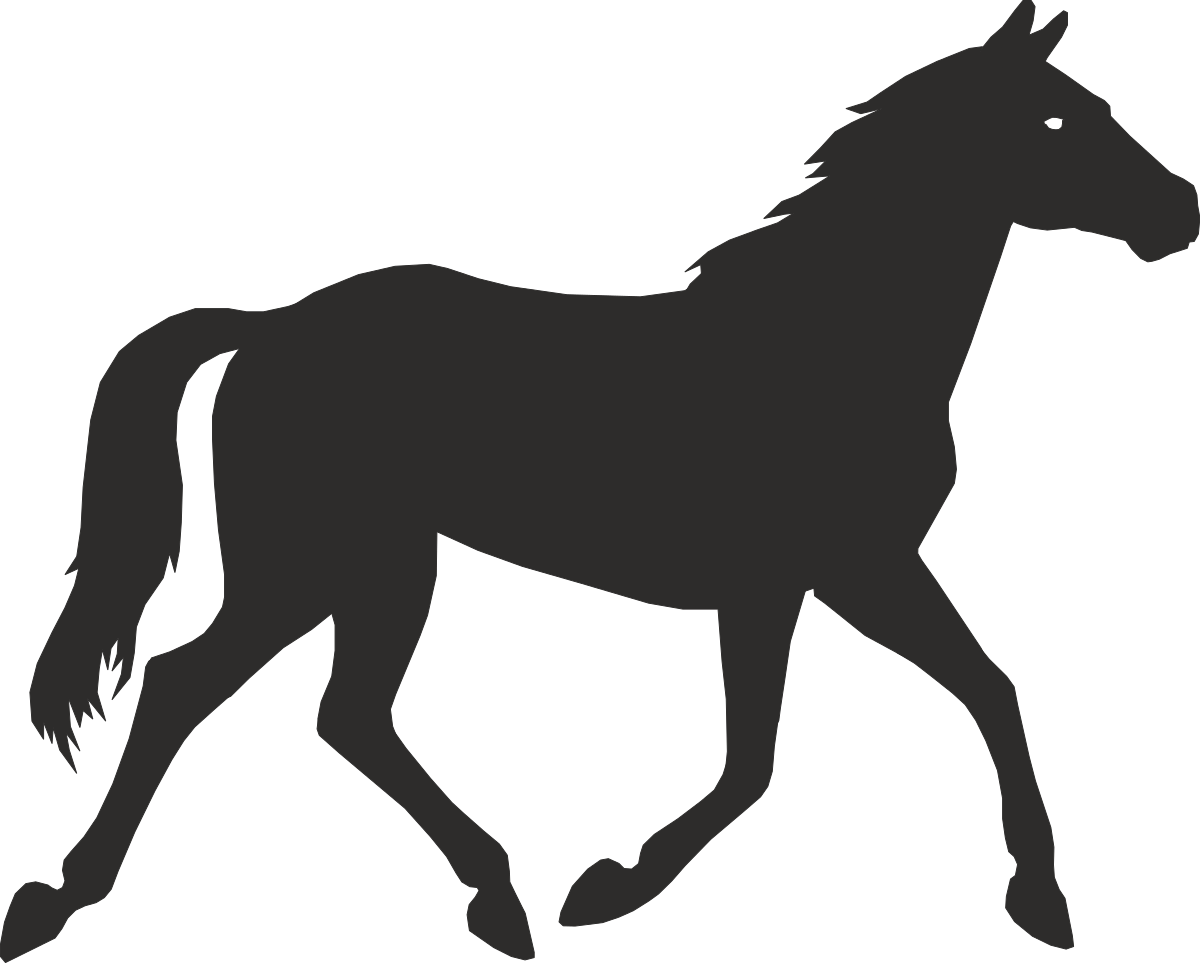Silhouetted Horse on Black Background Clipart - Majestic Equine Design