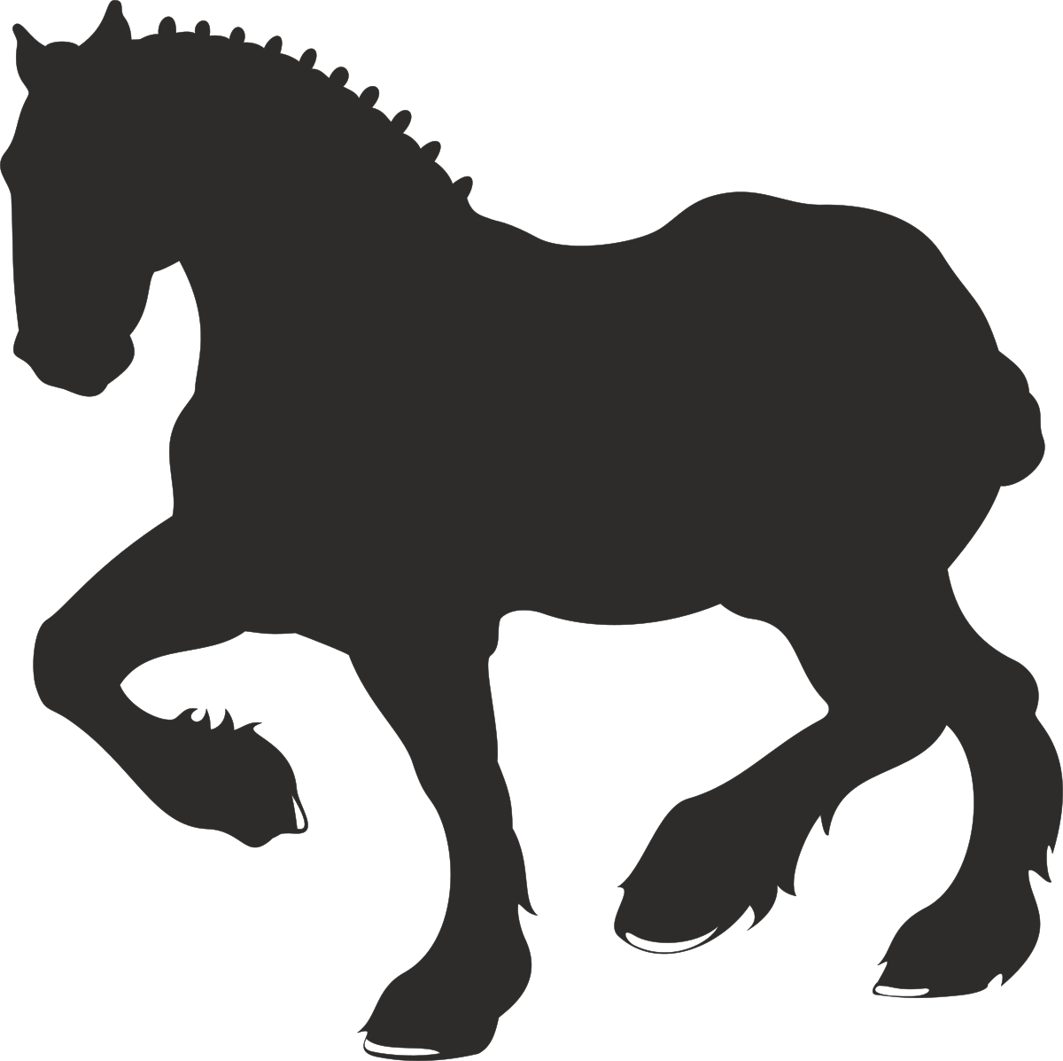 Black Horse Silhouette on White Background - Stunning Clipart Design