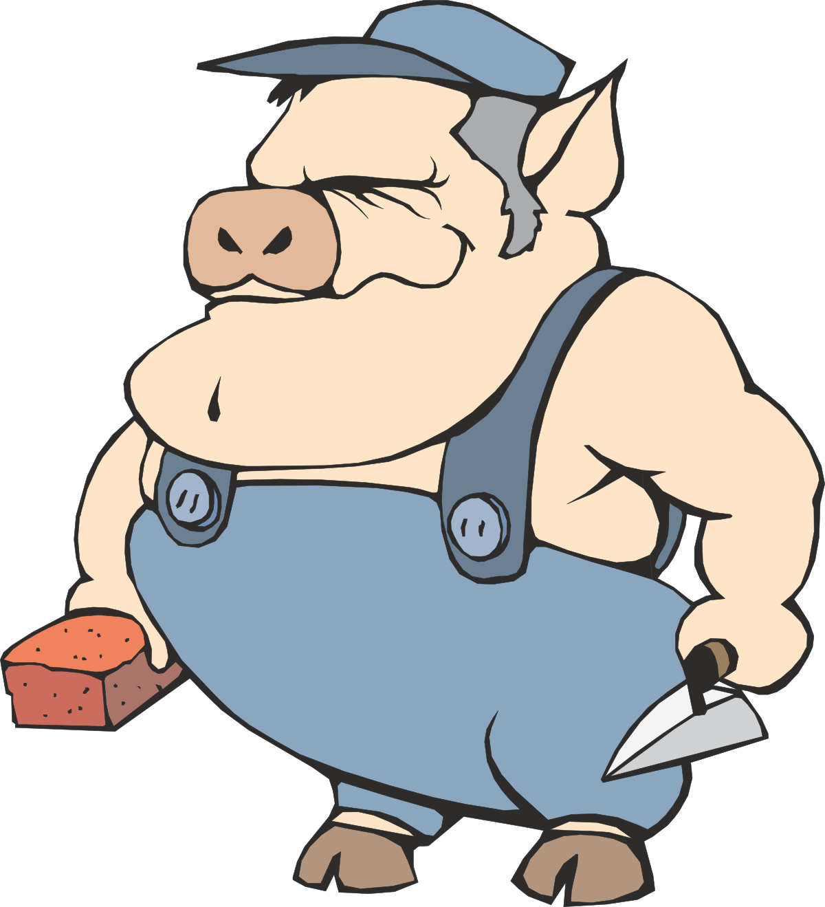 a pig with a knife and a piece of meat clip art png transparent Pig with Knife and Meat Clipart - Perfect for Culinary Themes