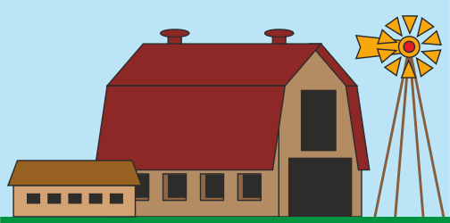 House with Windmill Clipart - Charming Rural Scene