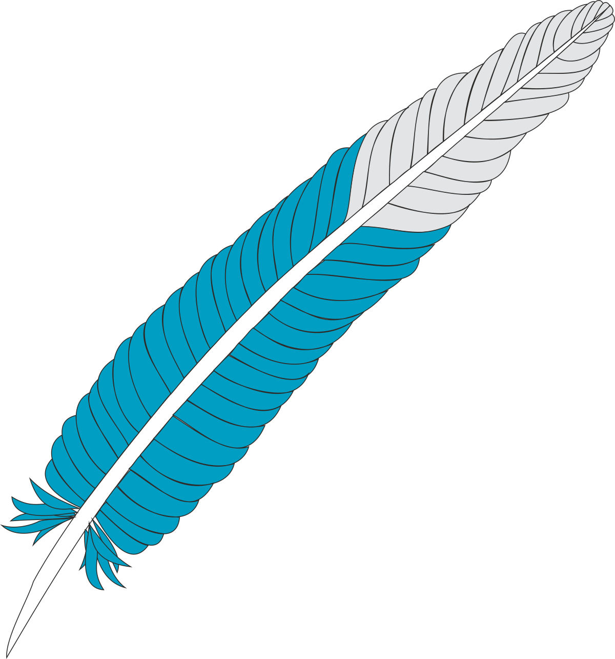 Blue Feather with White Tips Clipart for Creative Projects